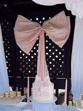 Large Blush Pink Satin Bow Decor for Parties